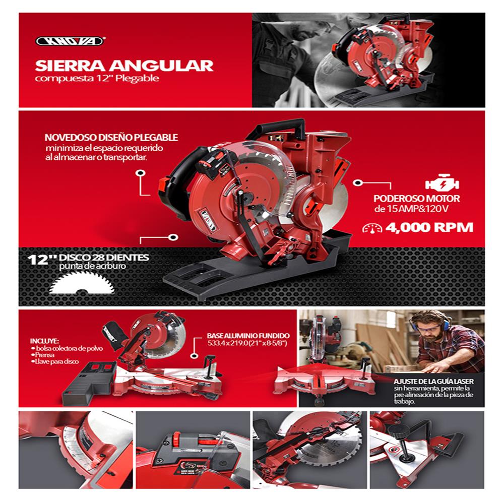 Sierra angular compuesta 12" KN M-3059R | Knova